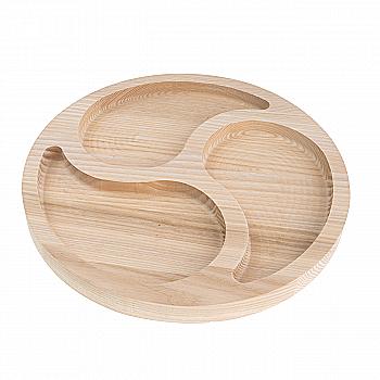 Дерев`яна менажниця на 3 секції (кругла/ясень, 28 см) , 42046 Дерев`яна менажниця на 3 секції (кругла/ясень, 28 см) , 42046