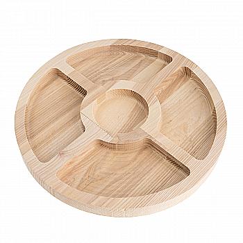 Деревянная менажница на 5 секций (круглая/ясень, 28 см), 42047 Деревянная менажница на 5 секций (круглая/ясень, 28 см), 42047