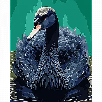 Картина за номерами 40*50 см "Чорний лебідь", 954514 Santi