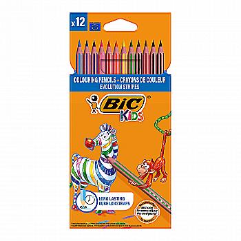 Набір олівців 12 кол. Kids Еволюшн Страйпс, bc9505221 BIC Набір олівців 12 кол. Kids Еволюшн Страйпс, bc9505221 BIC