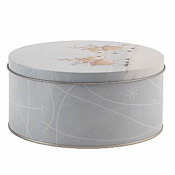 Коробка новорічна металева "Pelle" h=9 см/d=20 см (вел.), біло-блакитний, 9829459 Коробка новорічна металева "Pelle" h=9 см/d=20 см (вел.), біло-блакитний, 9829459