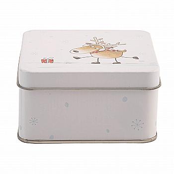 Коробка новорічна металева квадратна "Pelle" h=5,5 см (сер.), білий, 9829309 Коробка новорічна металева квадратна "Pelle" h=5,5 см (сер.), білий, 9829309
