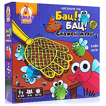 Игра настольная развлекательная "Бац! Бац! Бешеные мухи" Vladi Toys, VT8055-37 Игра настольная развлекательная "Бац! Бац! Бешеные мухи" Vladi Toys, VT8055-37
