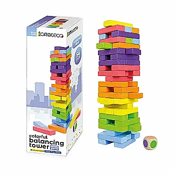 Игра настольная "Башня-балансир" цветная с кубиком, TM "IGROTECO" Игра настольная "Башня-балансир" цветная с кубиком, TM "IGROTECO"