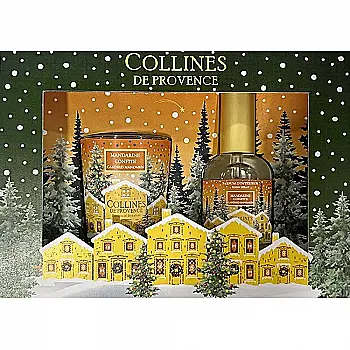 Набір подарунковий Collines de Provence: спрей для кімнати, свічка "Мандаринові цукати", C3526MCO Набір подарунковий Collines de Provence: спрей для кімнати, свічка "Мандаринові цукати", C3526MCO