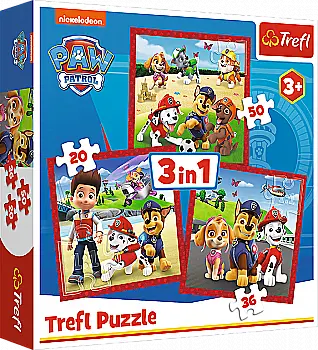 Пазл "3 in 1" - Счастливые собаки, Paw Patrol, 34867, Trefl Пазл "3 in 1" - Счастливые собаки, Paw Patrol, 34867, Trefl
