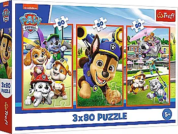 Пазл "3x80" - Paw patrol Собача банда, 48866, Trefl Пазл "3x80" - Paw patrol Собача банда, 48866, Trefl