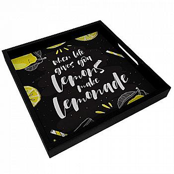 Поднос "Presentville" деревянный с принтом "When life gives you lemons make lemonade", PDN_19N009_BL Поднос "Presentville" деревянный с принтом "When life gives you lemons make lemonade", PDN_19N009_BL