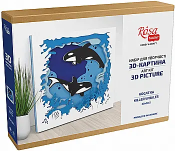 Набір, картина 3D "Косатки", ДВП ґрунтоване, 7 шарів, 30*30 см, Rosa Talent Набір, картина 3D "Косатки", ДВП ґрунтоване, 7 шарів, 30*30 см, Rosa Talent