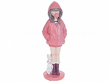 Статуетка декоративна "Дівчинка з кроликом" 26 см, рожевий, 457-321