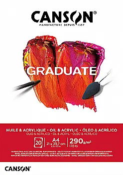Склейка бумаги для акрила и масла А4 20 л. 290 г/м2 (21*29,7 см) "Graduate", C400110380 Canson Склейка бумаги для акрила и масла А4 20 л. 290 г/м2 (21*29,7 см) "Graduate", C400110380 Canson