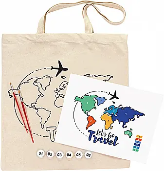 Набір, екосумка-розмальовка "Lets go Travel", бавовна 220 г/м2, 38*42 см, ROSA Talent Набір, екосумка-розмальовка "Lets go Travel", бавовна 220 г/м2, 38*42 см, ROSA Talent