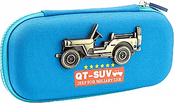 Пенал з металевою аплікацією, 1 відділення, QT-5794-Blue Пенал з металевою аплікацією, 1 відділення, QT-5794-Blue