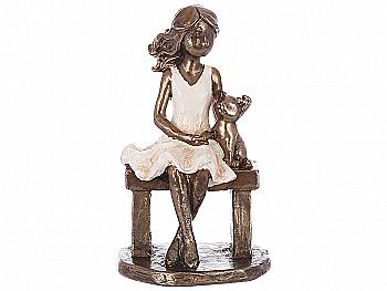 Декоративна статуетка "Дівчинка з кішкою", 13,5 см, K07-447
