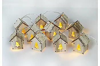 Електрогірлянда "Будиночок з ялинкою", дерев`яна, 10 ламп, 110 см, 801145 Електрогірлянда "Будиночок з ялинкою", дерев`яна, 10 ламп, 110 см, 801145