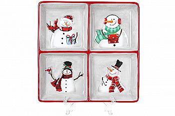 Менажниця керамічна "Веселі сніговики" 20 см, 811-014 Менажниця керамічна "Веселі сніговики" 20 см, 811-014