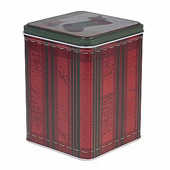 Подароч. коробка новогодняя жестяная квадратная красная сер., 6-1908-530 Подароч. коробка новогодняя жестяная квадратная красная сер., 6-1908-530