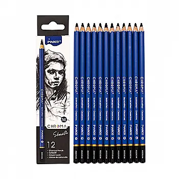 Олівці 12 шт. вугільні Chroma шестигранні, 8040M -12CB, Marcо Олівці 12 шт. вугільні Chroma шестигранні, 8040M -12CB, Marcо