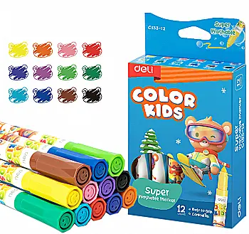 Фломастери Deli EC155-12 Color Kids 12 кол. D15*135 мм кругл, 86853 Фломастери Deli EC155-12 Color Kids 12 кол. D15*135 мм кругл, 86853