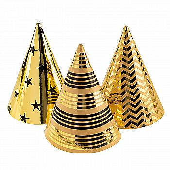 Набор колпаков на голову с резиновой лентой Gold&Silver, фольгированные, 6 шт, ассорти, MX200005 Набор колпаков на голову с резиновой лентой Gold&Silver, фольгированные, 6 шт, ассорти, MX200005