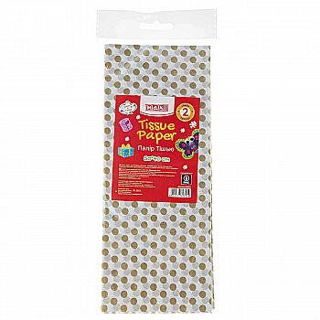 Бумага тишью, 50*70 см, 2 л., Golden Dots,MX62824 Бумага тишью, 50*70 см, 2 л., Golden Dots,MX62824