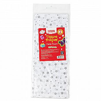 Бумага тишью, 50*70 см, 2 л., Silver Stars,MX62826 Бумага тишью, 50*70 см, 2 л., Silver Stars,MX62826