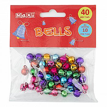 Дзвіночки для декорування, діаметр 10мм, 40 шт. асорті,MX62617