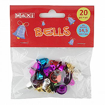Дзвіночки для декорування, діаметр 14,5мм, 20 шт. асорті,MX62618
