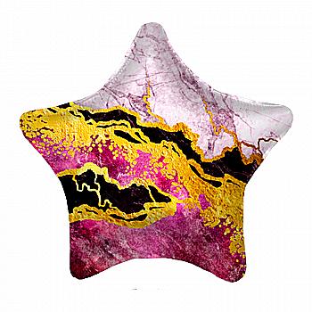 Кулька повітряна 19" Зірка рожевий мармур, 3202-2887