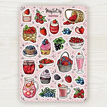 Стікер лист з наклейками MriyTaDiy, "Berries" Стікер лист з наклейками MriyTaDiy, "Berries"