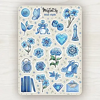 Стікер лист з наклейками MriyTaDiy, "Blue Stile" Стікер лист з наклейками MriyTaDiy, "Blue Stile"