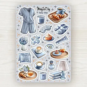Стікер лист з наклейками MriyTaDiy, "Lazy Day" Стікер лист з наклейками MriyTaDiy, "Lazy Day"