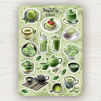 Стікер лист з наклейками MriyTaDiy, "Matcha" Стікер лист з наклейками MriyTaDiy, "Matcha"