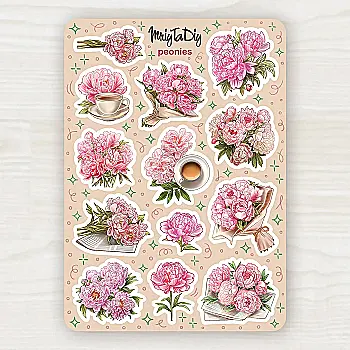 Стікер лист з наклейками MriyTaDiy, "Peonies" Стікер лист з наклейками MriyTaDiy, "Peonies"