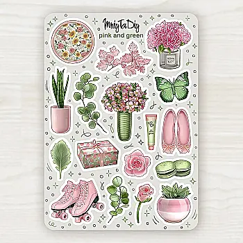 Стікер лист з наклейками MriyTaDiy, "Pink and Green" Стікер лист з наклейками MriyTaDiy, "Pink and Green"