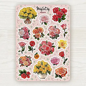 Стікер лист з наклейками MriyTaDiy, "Roses" Стікер лист з наклейками MriyTaDiy, "Roses"