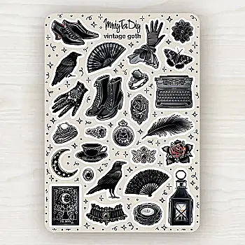 Стікер лист з наклейками MriyTaDiy, "Vintage Goth" Стікер лист з наклейками MriyTaDiy, "Vintage Goth"