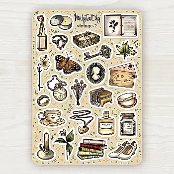 Стікер лист з наклейками MriyTaDiy, "Vintage-2" Стікер лист з наклейками MriyTaDiy, "Vintage-2"