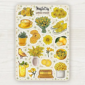 Стікер лист з наклейками MriyTaDiy, "Yellow Mood" Стікер лист з наклейками MriyTaDiy, "Yellow Mood"