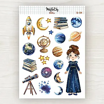 Стікер лист з наклейками MriyTaDiy, "Астроном", Doll-04 Стікер лист з наклейками MriyTaDiy, "Астроном", Doll-04