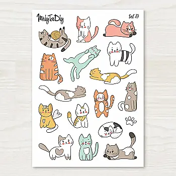 Стікер лист з наклейками MriyTaDiy, set 70, "Котики-2" Стікер лист з наклейками MriyTaDiy, set 70, "Котики-2"