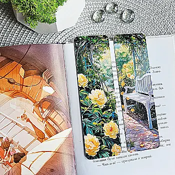 Закладка для книг MriyTaDiy, "Жовті півонії", art bm-45 Закладка для книг MriyTaDiy, "Жовті півонії", art bm-45