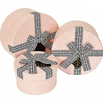 Подарункова коробка кругла, pink з бантом, текстурна, 14*14*8 см, 250306161 Подарункова коробка кругла, pink з бантом, текстурна, 14*14*8 см, 250306161