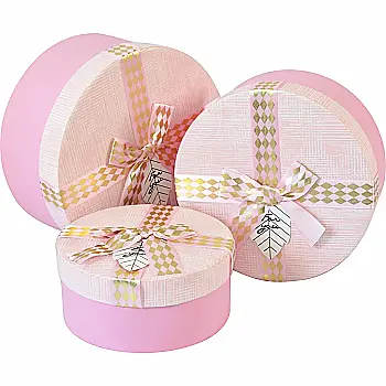 Подарункова коробка кругла, рожева з бантом, 18*18*8,5 см, 210358632 Подарункова коробка кругла, рожева з бантом, 18*18*8,5 см, 210358632