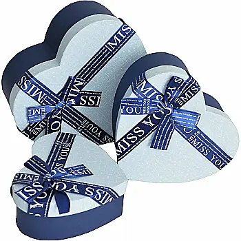 Подарункова коробка у вигляді серця, "Miss you", блакитно-синя, 22*20*9 см, 330397833 Подарункова коробка у вигляді серця, "Miss you", блакитно-синя, 22*20*9 см, 330397833