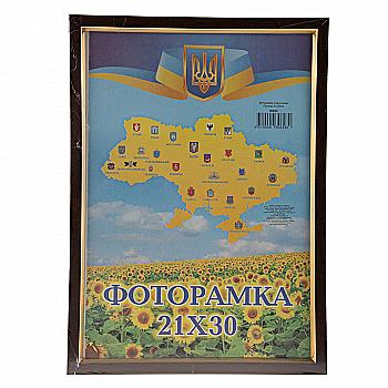 Фоторамка 21*30 см, коричневий з золотою смужкою, 1511-В84 Фоторамка 21*30 см, коричневий з золотою смужкою, 1511-В84