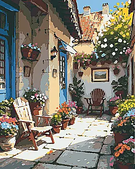 Набір для розпису за номерами "Яскравий дворик" 40*50 см, RB-0790, ТМ "RIVIERA BLANCA" Набір для розпису за номерами "Яскравий дворик" 40*50 см, RB-0790, ТМ "RIVIERA BLANCA"
