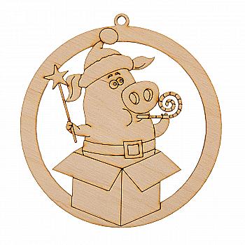 Заготівка дерев`яна "Рік свинки-2, підвіс у кулі", NY252-2 Заготівка дерев`яна "Рік свинки-2, підвіс у кулі", NY252-2