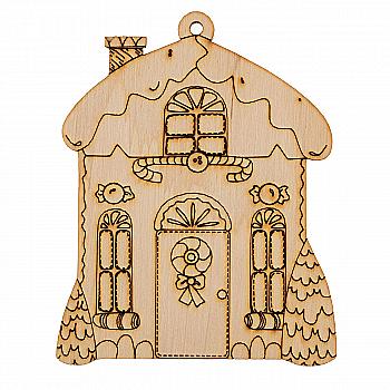 Заготівка дерев`яна "Різдвяний будиночок, підвіс", NY024-1 Заготівка дерев`яна "Різдвяний будиночок, підвіс", NY024-1