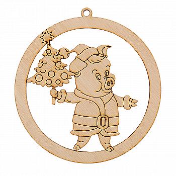 Заготівка дерев`яна "Рік свинки-4, підвіс у кулі", NY10-071-2 Заготівка дерев`яна "Рік свинки-4, підвіс у кулі", NY10-071-2